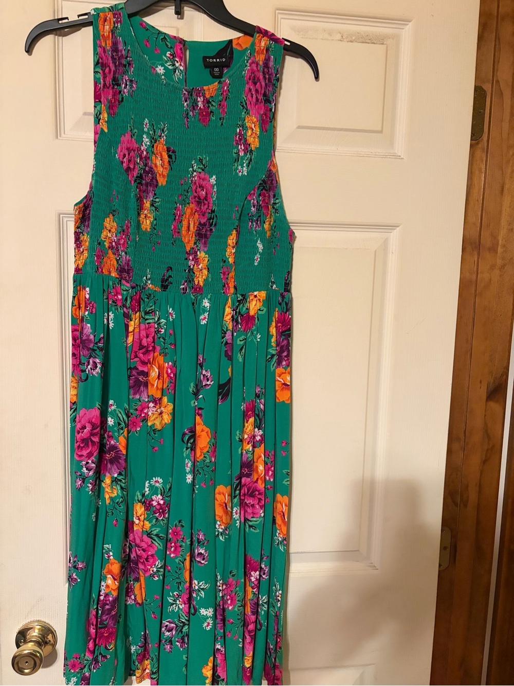 Torrid Green Floral A-Line 👗 Dress Size 00/12 - Picture 3 of 3